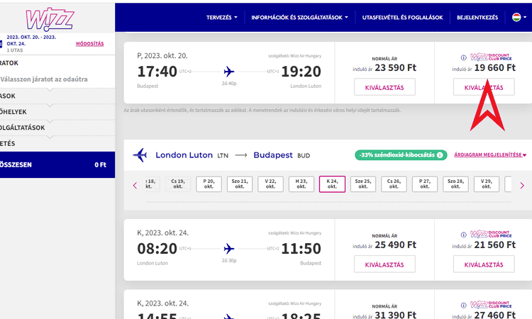 Wizzair discont ár