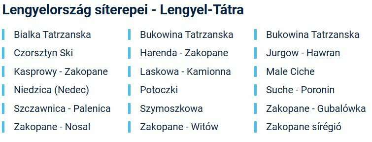 lengyel tátra síterepeinek listája
