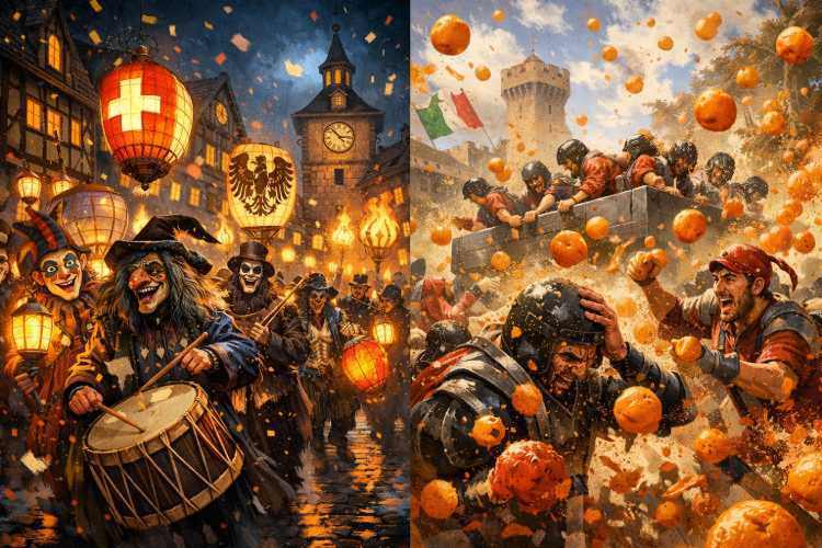 narancdobálás és a fastnacht